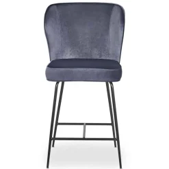 Chaise de bar ELSA Velours Gris