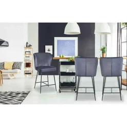 Chaise de bar ELSA Velours Gris