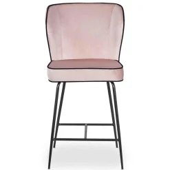 Chaise de bar ELSA Velours Rose