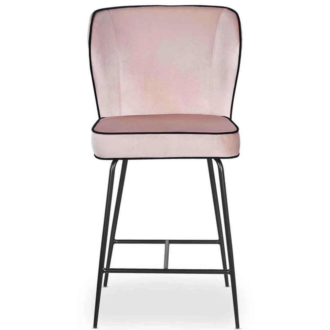 Chaise de bar ELSA Velours Rose