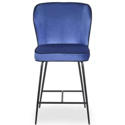 Chaise de bar ELSA Velours Bleu
