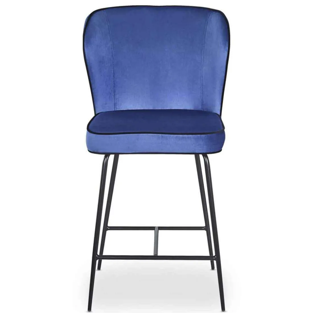 Chaise de bar ELSA Velours Bleu