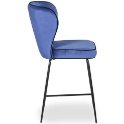 Chaise de bar ELSA Velours Bleu