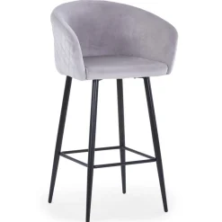 Chaise de bar Velours Gris VENUS