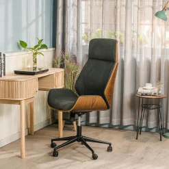 Chaise de Bureau Design Reglable en Bois Noir