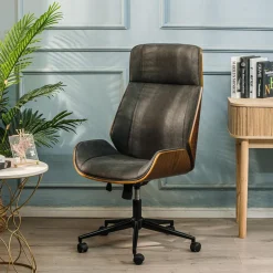 Chaise de Bureau Design Reglable en Bois Noir