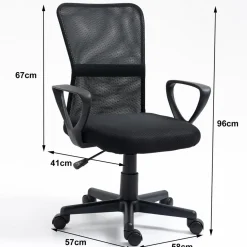 Chaise de bureau ergonomique réglable Noir