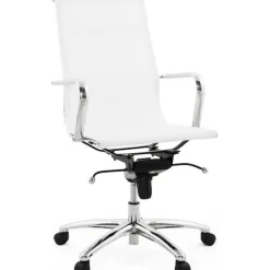 Chaise de bureau Pivotante Blanc et Acier OBLIMO