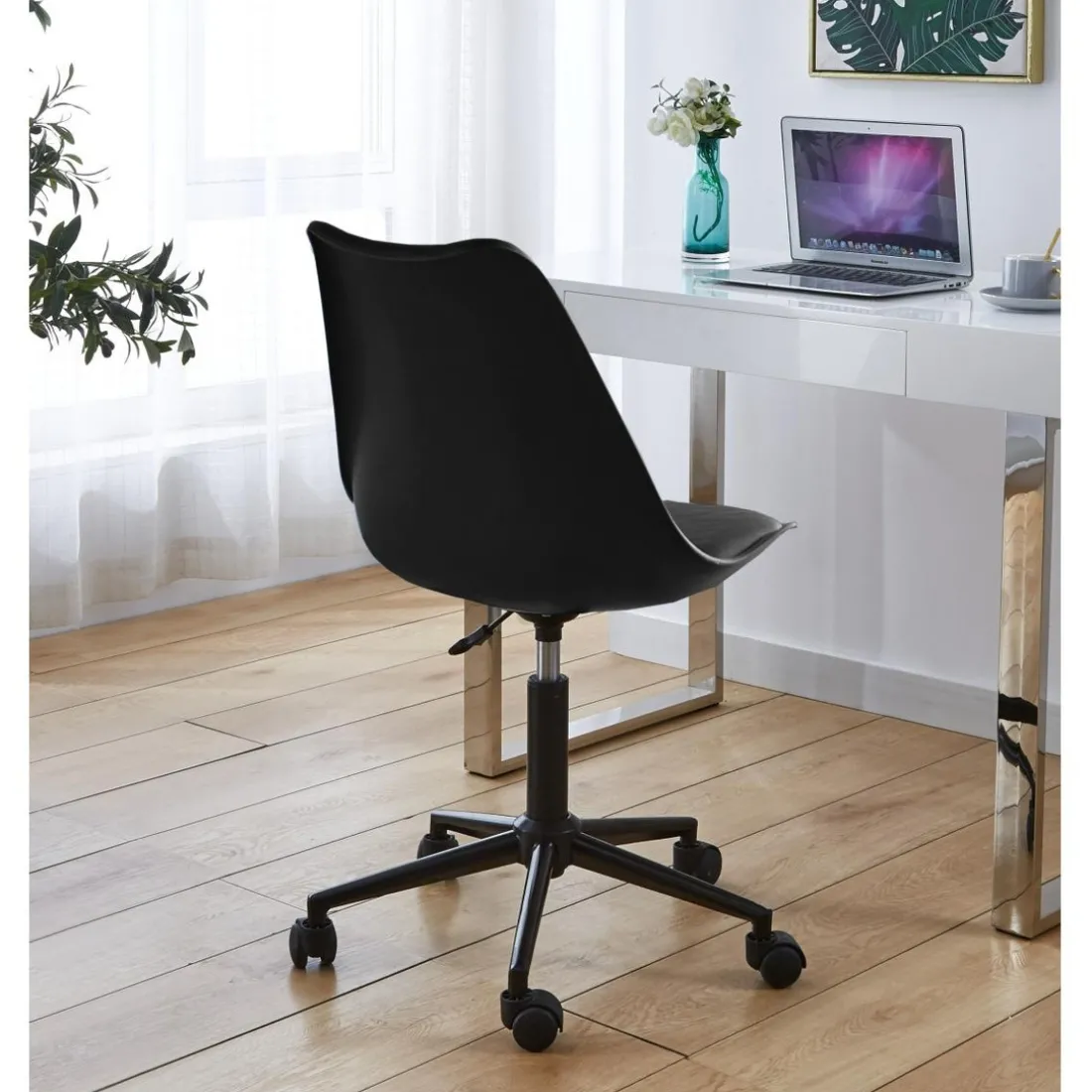 Chaise de bureau réglable en métal Noire