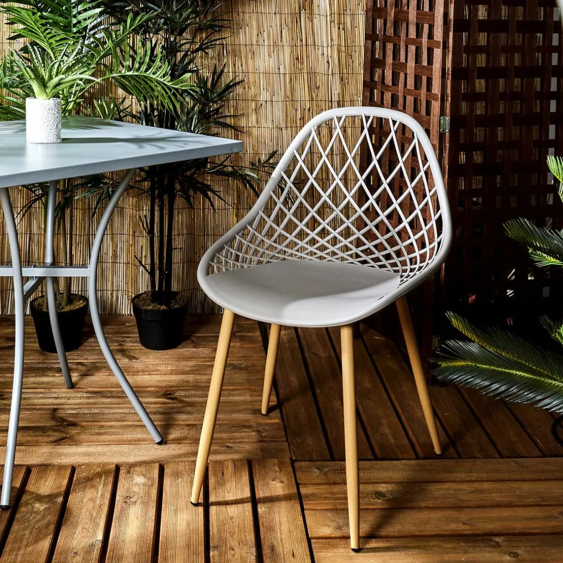 Chaise de Jardin Croisillons Taupe