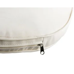 Chaise de jardin en rotin synthétique couleur naturelle avec coussin écru pieds en bois Acacia