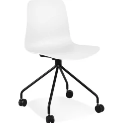 Chaise design de bureau 'EVORA' blanche sur roulettes