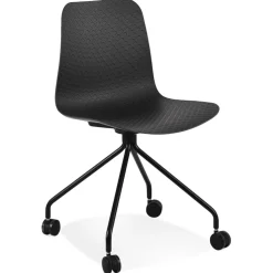 Chaise design de bureau 'EVORA' noire sur roulettes