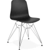 Chaise design 'GAUDY' noire avec pied en métal chromé