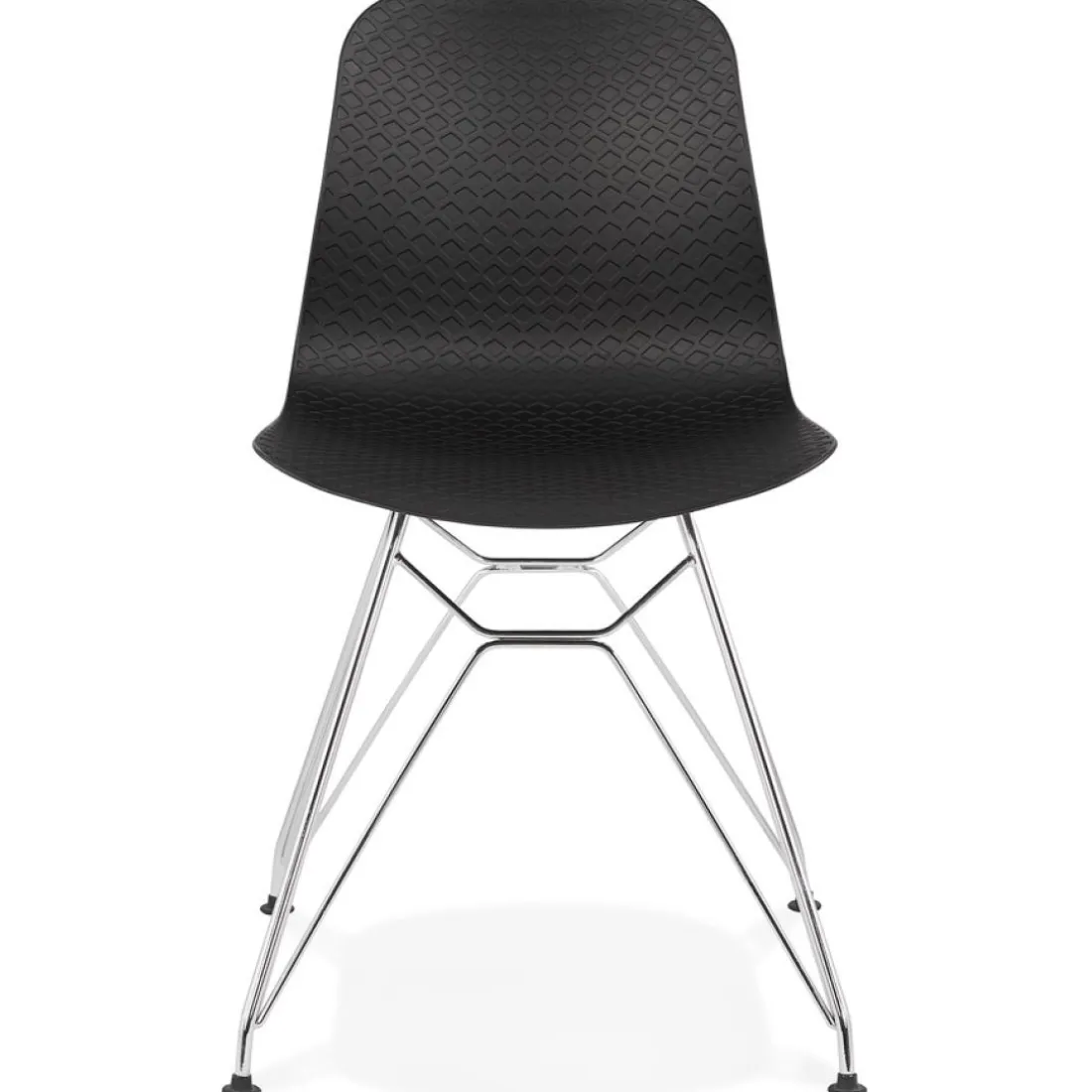 Chaise design 'GAUDY' noire avec pied en métal chromé