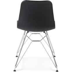 Chaise design 'GAUDY' noire avec pied en métal chromé