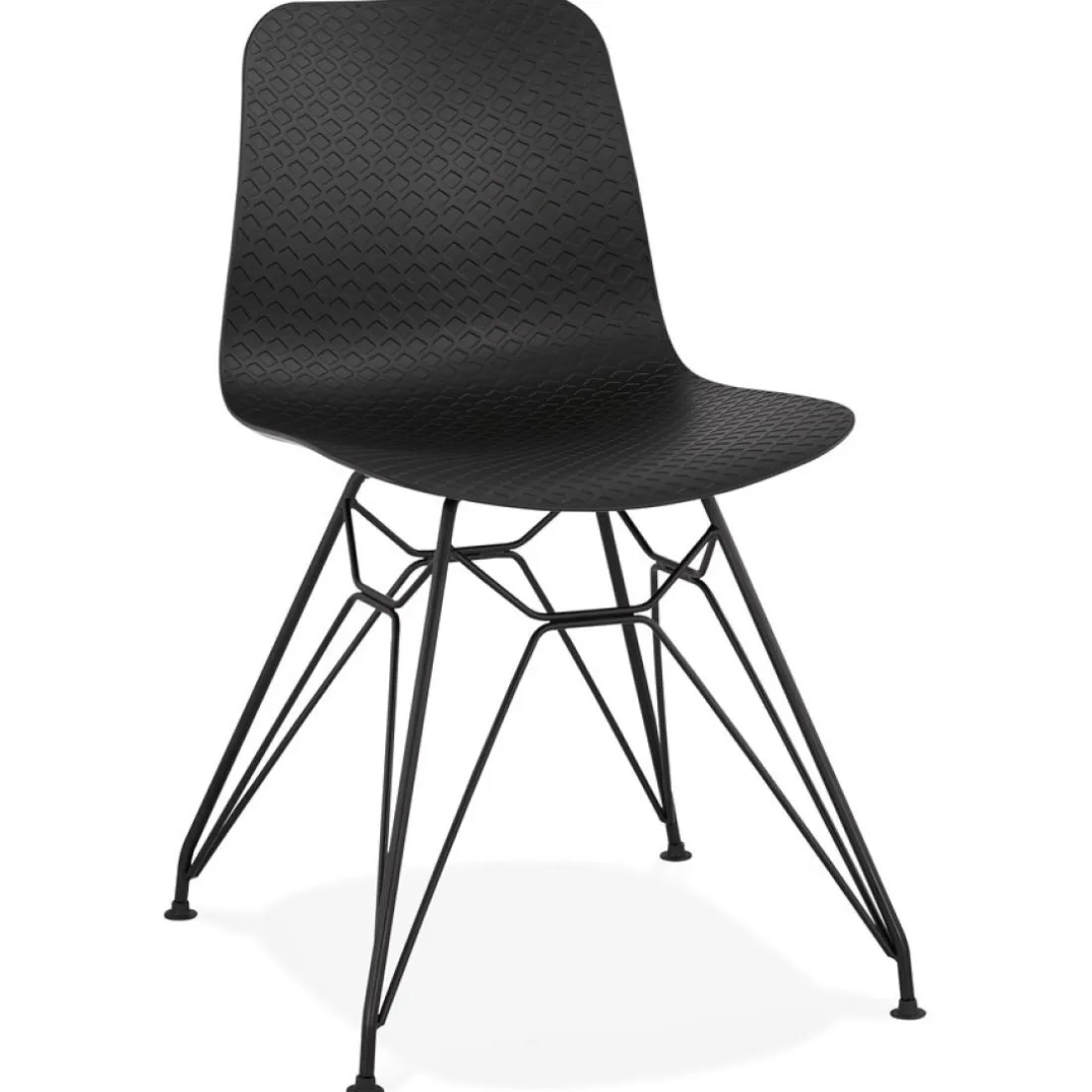 Chaise design 'GAUDY' noire style industriel avec pied en métal noir