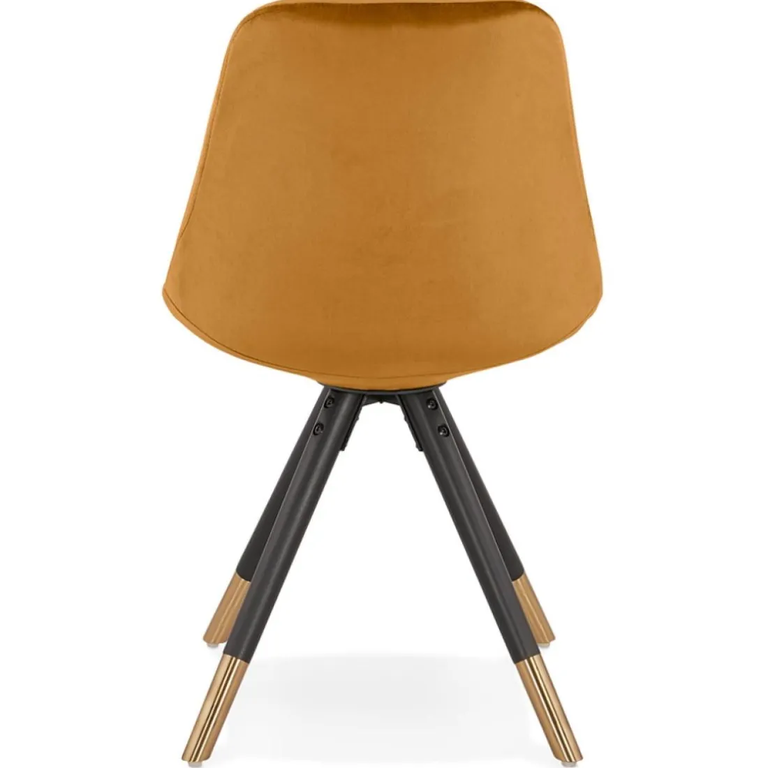 Chaise design 'HAMILTON' en velours moutarde et pieds en bois noir