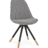 Chaise design 'HAMILTON' en tissu pied de poule et pieds en bois noir