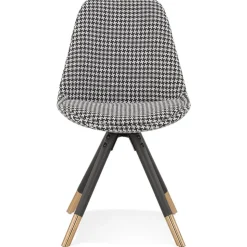 Chaise design 'HAMILTON' en tissu pied de poule et pieds en bois noir