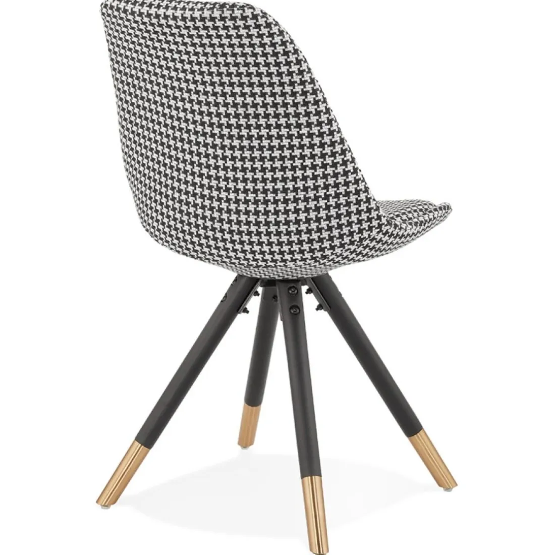 Chaise design 'HAMILTON' en tissu pied de poule et pieds en bois noir