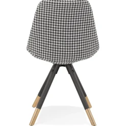 Chaise design 'HAMILTON' en tissu pied de poule et pieds en bois noir
