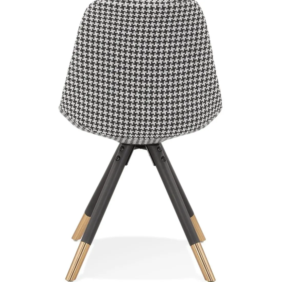 Chaise design 'HAMILTON' en tissu pied de poule et pieds en bois noir