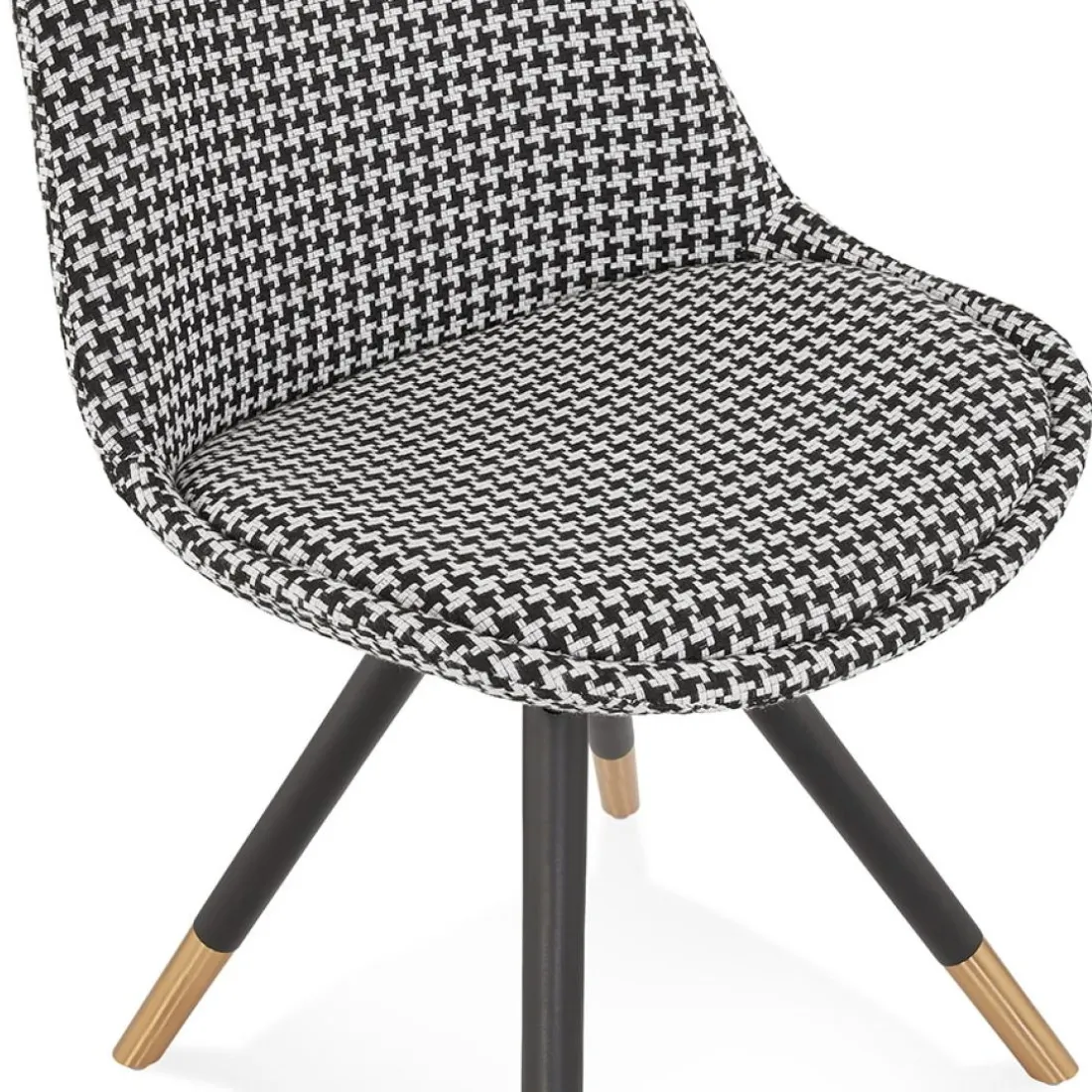 Chaise design 'HAMILTON' en tissu pied de poule et pieds en bois noir