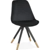 Chaise design 'HAMILTON' en velours noir et pieds en bois noir