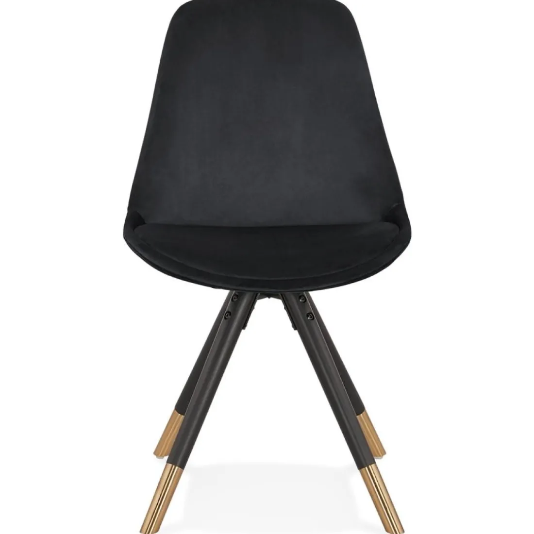 Chaise design 'HAMILTON' en velours noir et pieds en bois noir