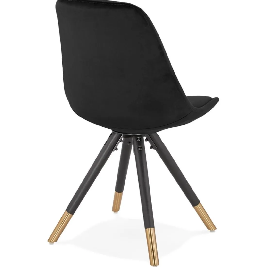 Chaise design 'HAMILTON' en velours noir et pieds en bois noir