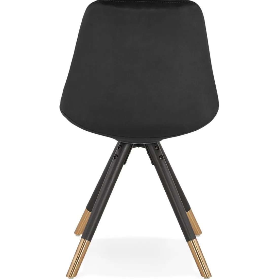 Chaise design 'HAMILTON' en velours noir et pieds en bois noir