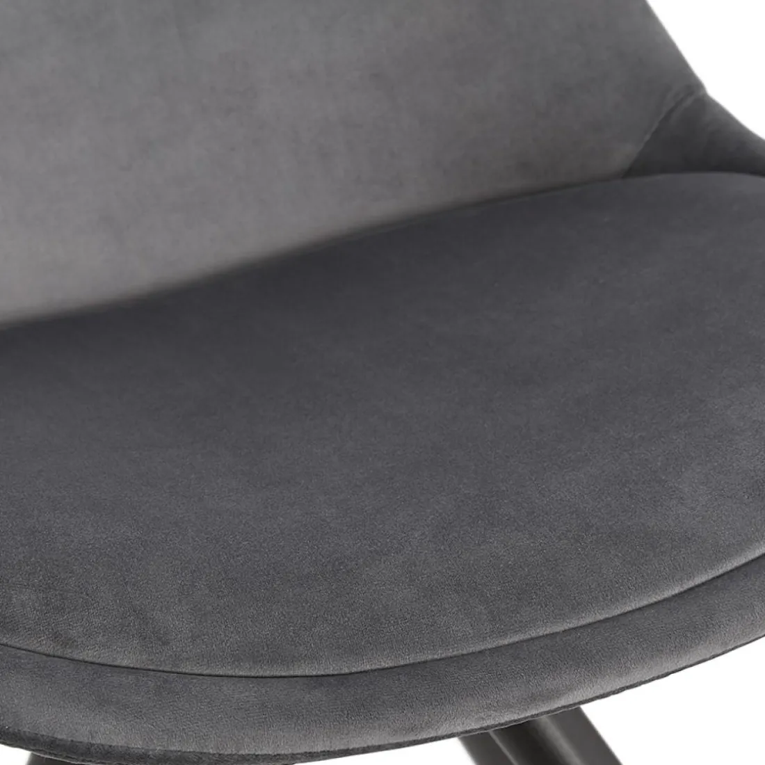 Chaise design 'HAMILTON' en velours gris et pieds en bois noir