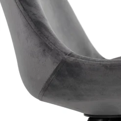 Chaise design 'HAMILTON' en velours gris et pieds en bois noir
