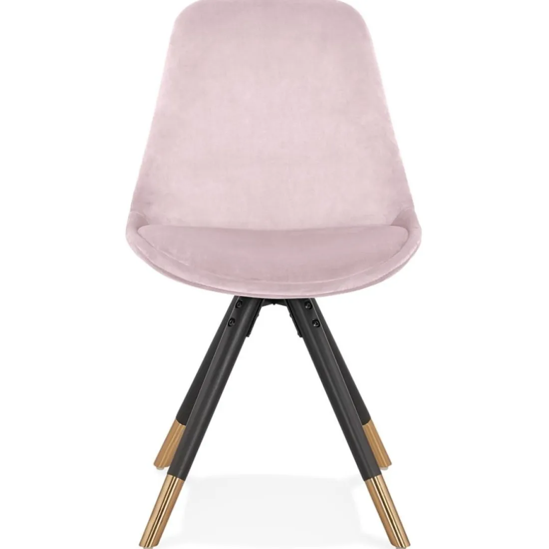 Chaise design 'HAMILTON' en velours rose et pieds en bois noir