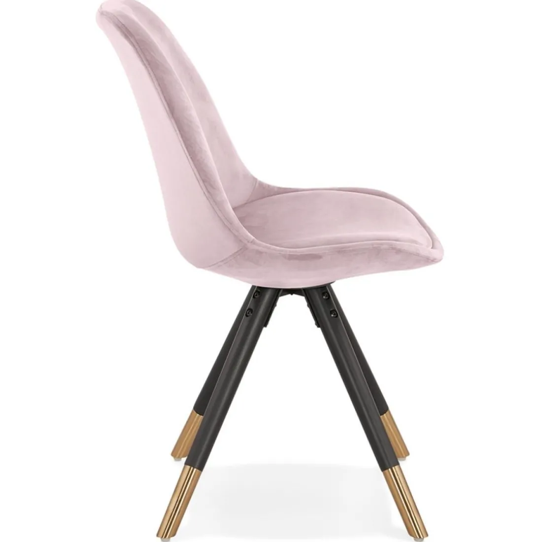 Chaise design 'HAMILTON' en velours rose et pieds en bois noir