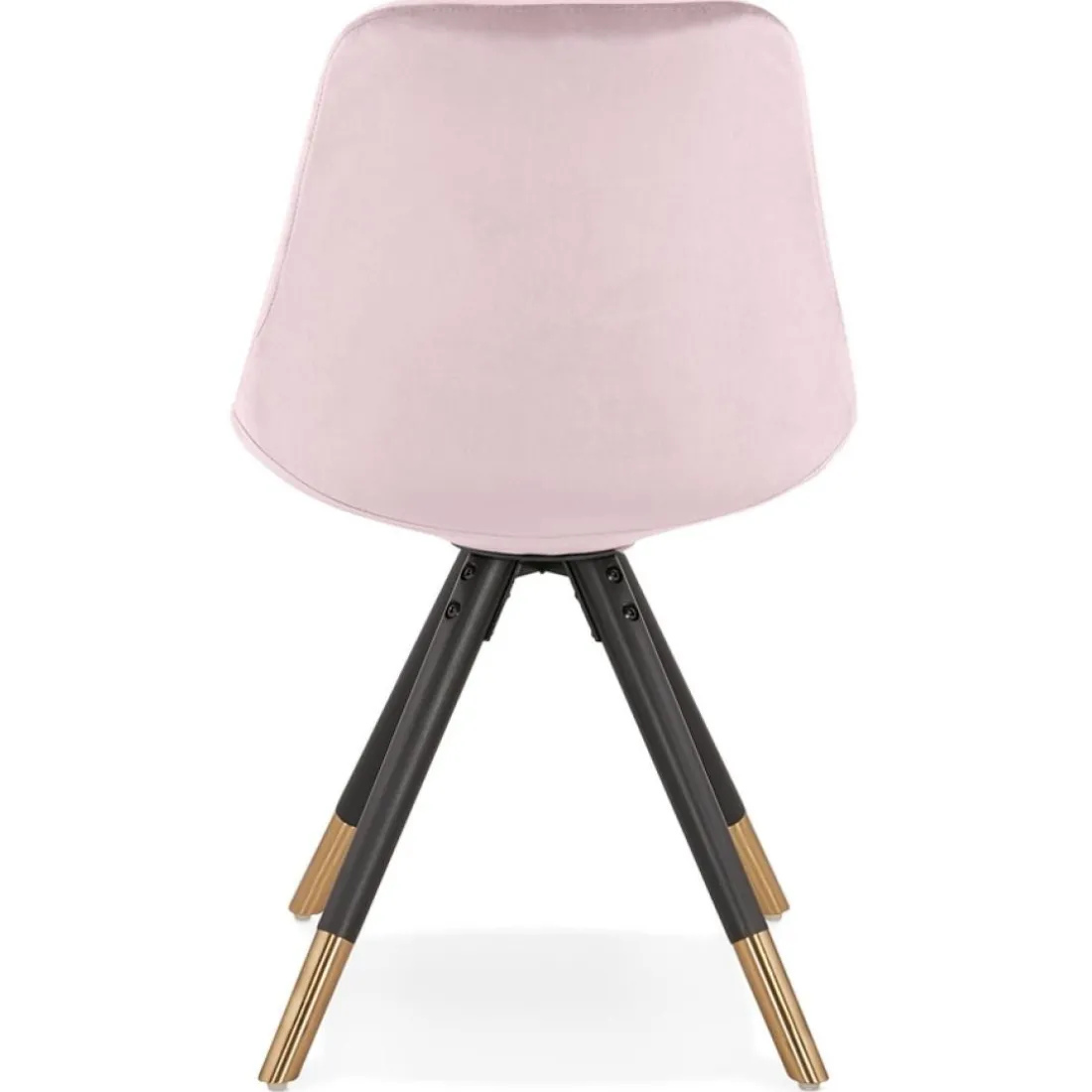 Chaise design 'HAMILTON' en velours rose et pieds en bois noir