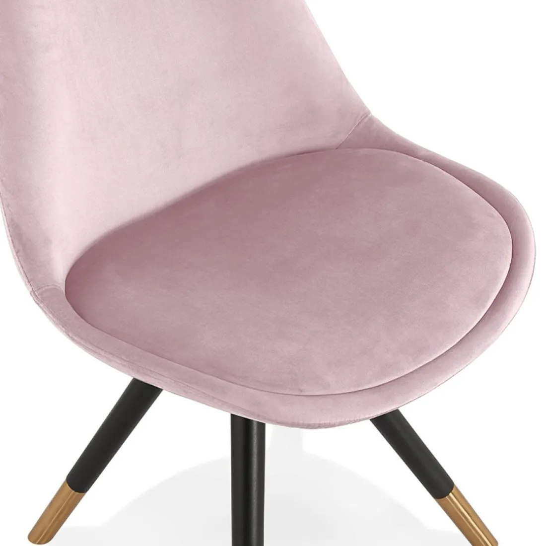 Chaise design 'HAMILTON' en velours rose et pieds en bois noir