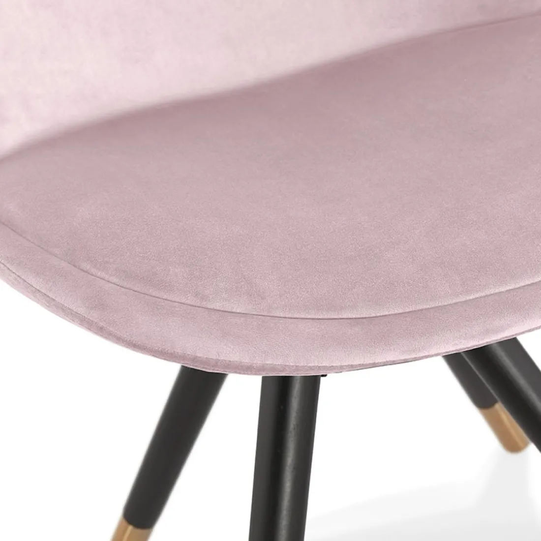 Chaise design 'HAMILTON' en velours rose et pieds en bois noir