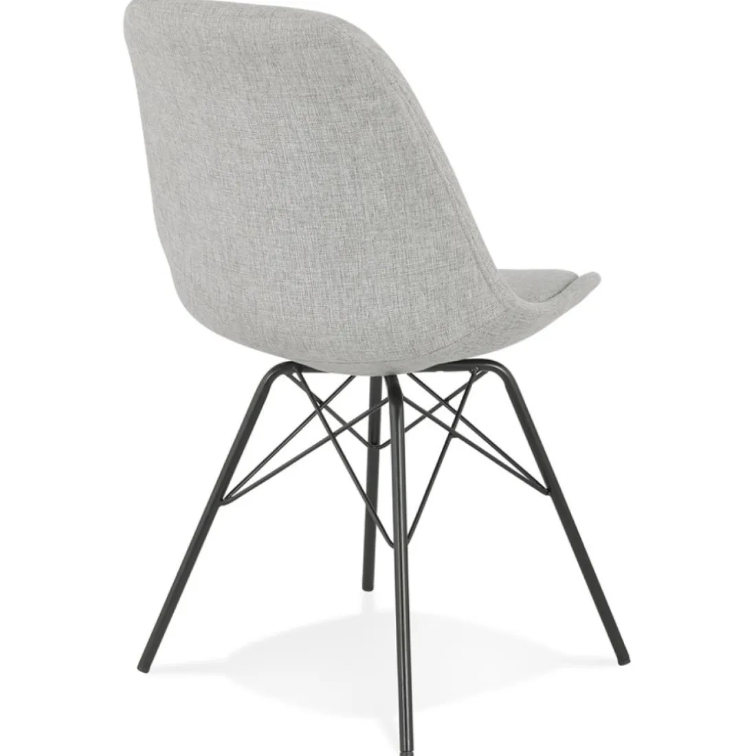 Chaise design 'INDIA' en tissu gris et pieds en métal noir