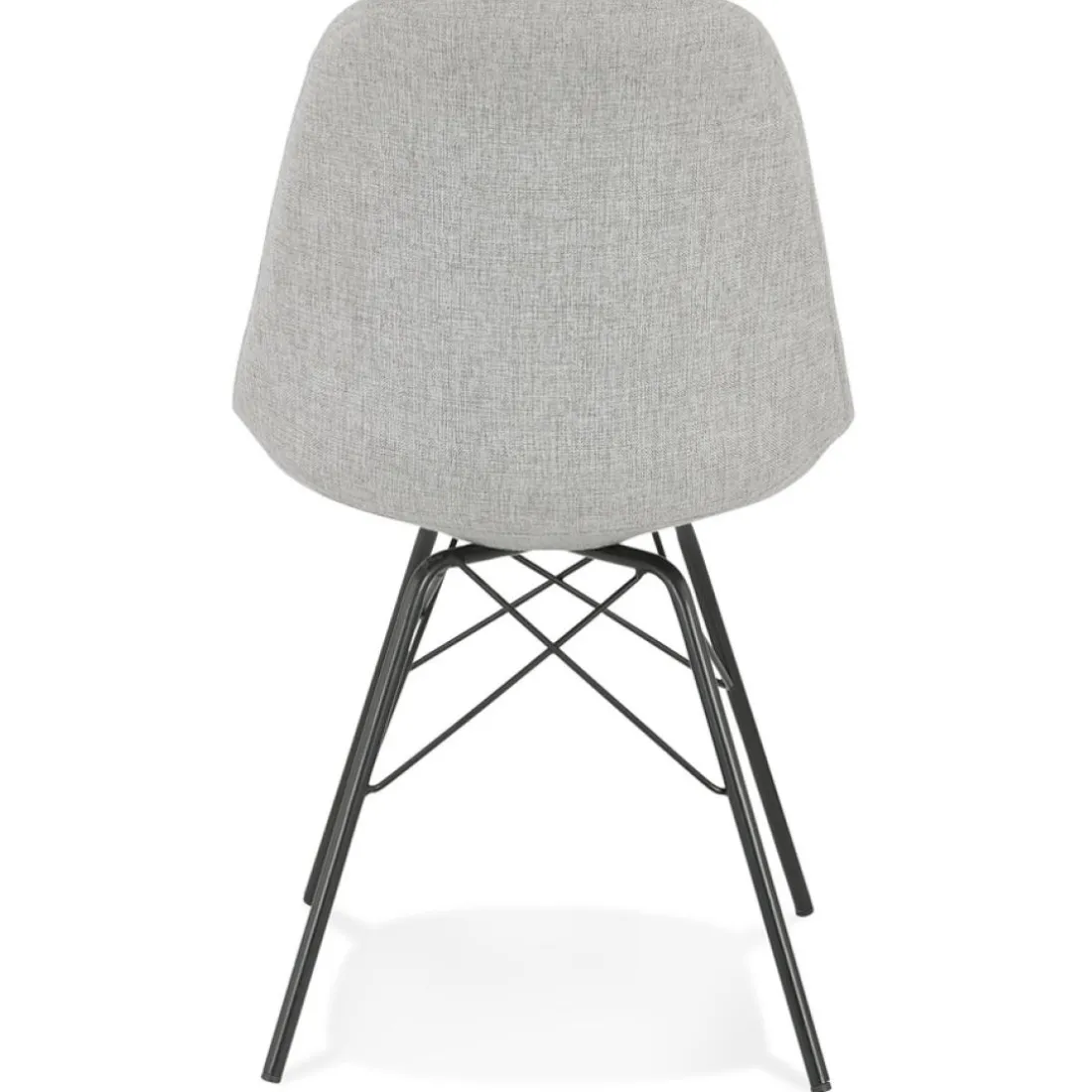 Chaise design 'INDIA' en tissu gris et pieds en métal noir