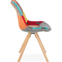 Chaise design 'LUCY' en tissu style patchwork