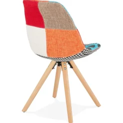 Chaise design 'LUCY' en tissu style patchwork