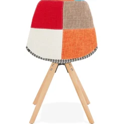 Chaise design 'LUCY' en tissu style patchwork