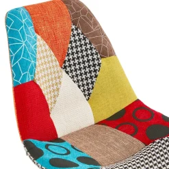Chaise design 'LUCY' en tissu style patchwork