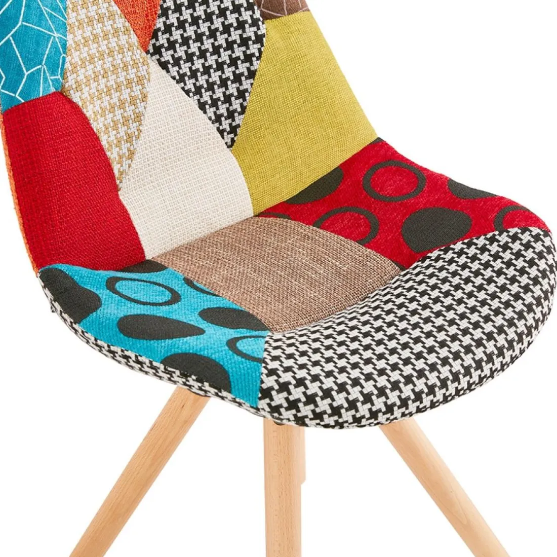 Chaise design 'LUCY' en tissu style patchwork