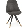 Chaise design 'MAGGY' en microfibre grise et pieds en bois noir