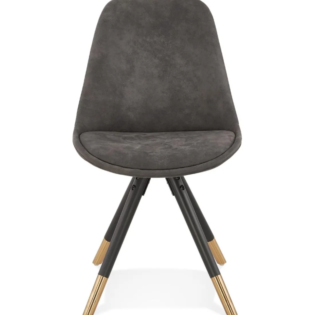 Chaise design 'MAGGY' en microfibre grise et pieds en bois noir