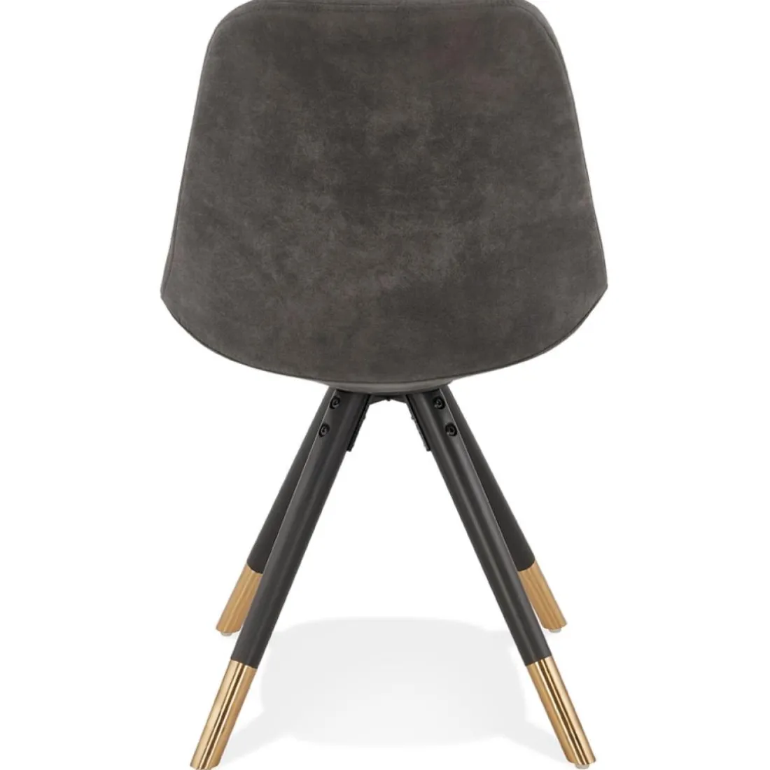 Chaise design 'MAGGY' en microfibre grise et pieds en bois noir