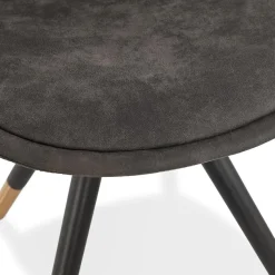 Chaise design 'MAGGY' en microfibre grise et pieds en bois noir